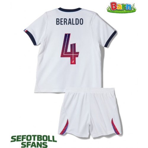 Paris Saint-Germain Lucas Beraldo #4 Bortaställ Barn 2026-27 Kortärmad (+ Korta byxor)